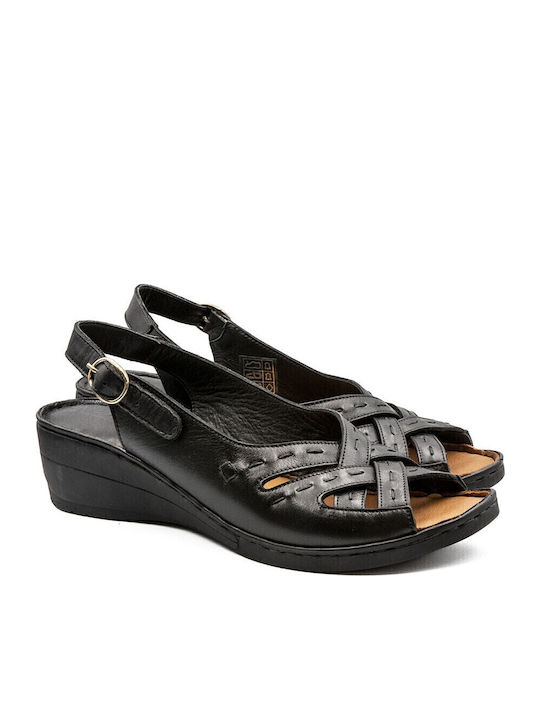 Lily Anatomic Women's Leather Peep Toe Platforms Black