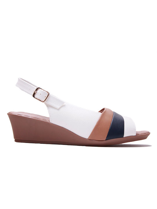 Piccadilly Anatomic Women's Synthetic Leather Ankle Strap Platforms White