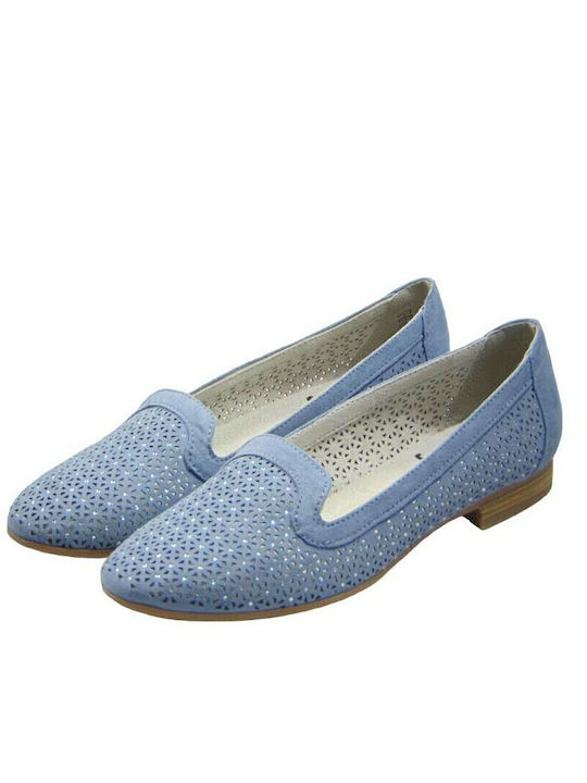 Women's Moccasins in Light Blue Color