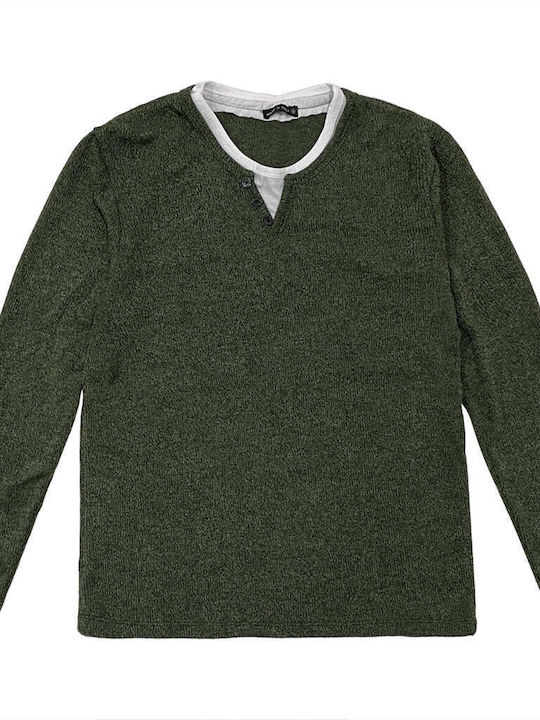 Ustyle Men's Long Sleeve Sweater Khaki