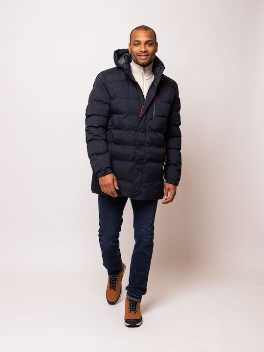 Heavy Tools Men's Winter Puffer Jacket Navy Blue