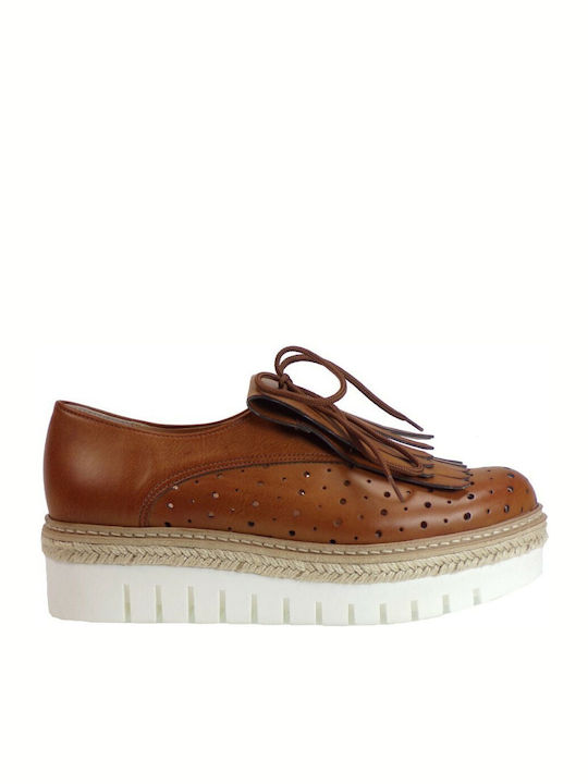 Katia Shoes 16/4085 Camel Oxfords Flatform pentru femei în Tabac maro Culore