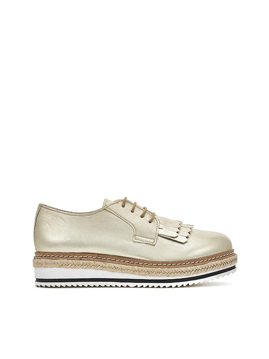 Sante Grumman 91081 Gold Damen Flatform Oxfords in Gold Farbe