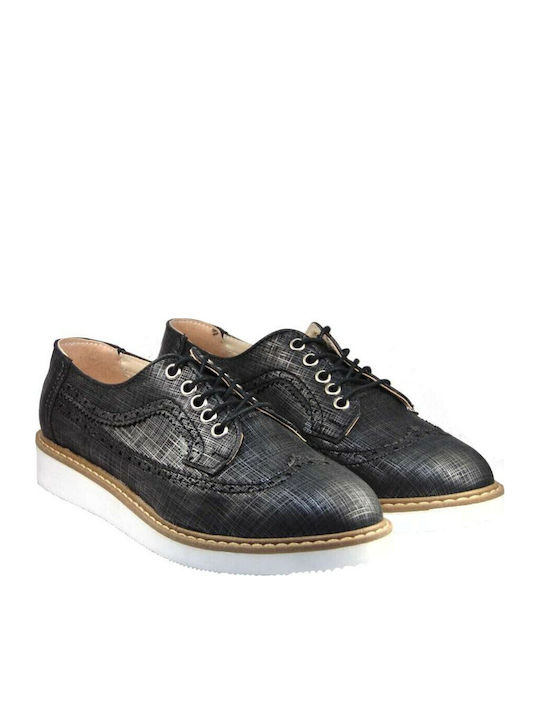 691 Black Damen Flatform Oxfords in Schwarz Farbe