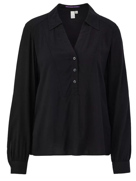 S.Oliver Damen Bluse Langärmelig Schwarz