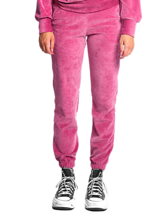 Paco & Co Damen-Sweatpants-Set Rosa Samt