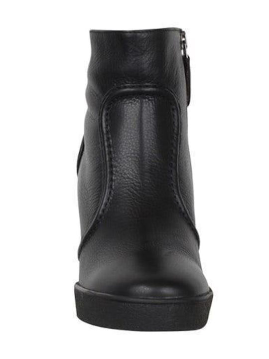 Women's Leather Platform Boots Black