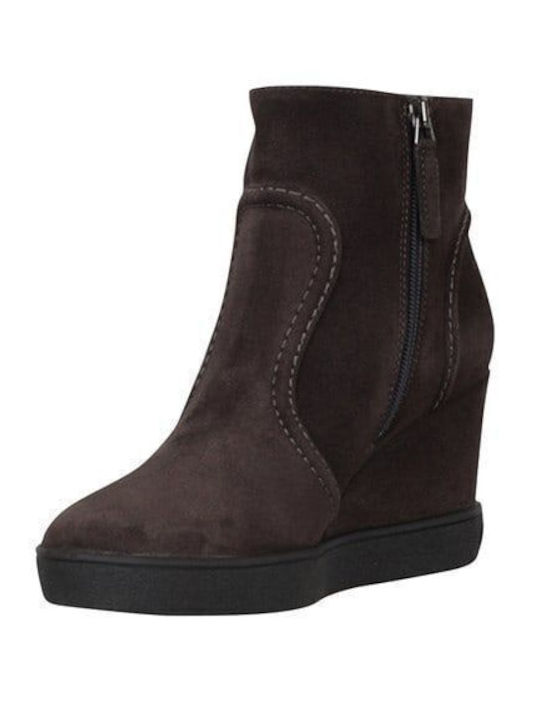 Women's Suede Platform Boots Brown