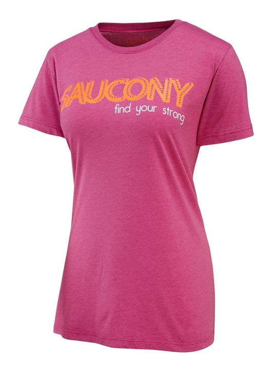 Saucony Graphic Γυναικείο T-shirt Ροζ