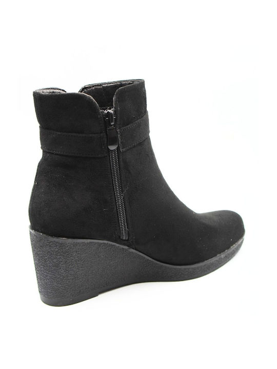 Plato Wildleder Damen Knöchelstiefel Schwarz