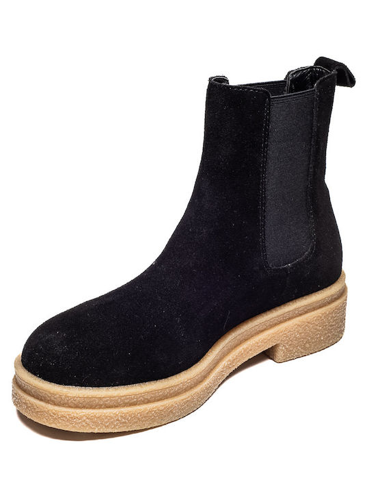 Wildleder Stiefeletten Damen Schwarz