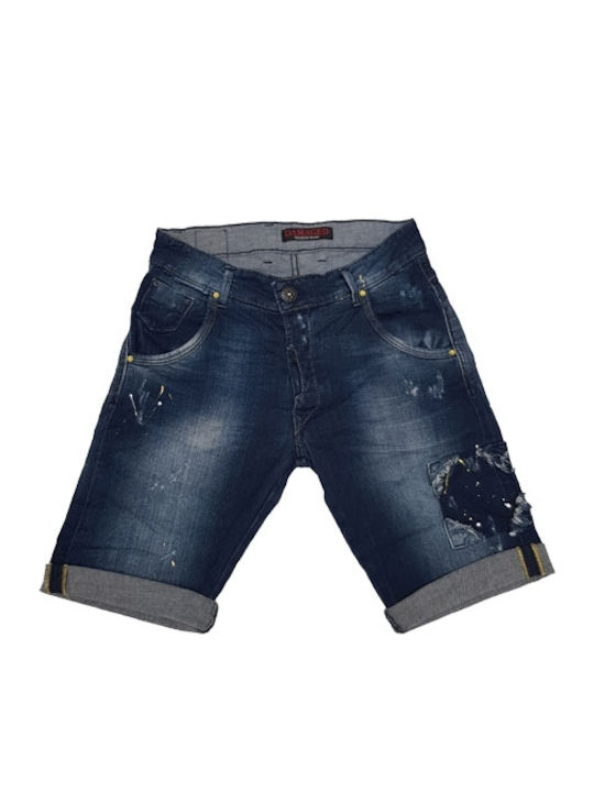 Damaged Jeans DB31F Men's Shorts Jeans Navy Blue