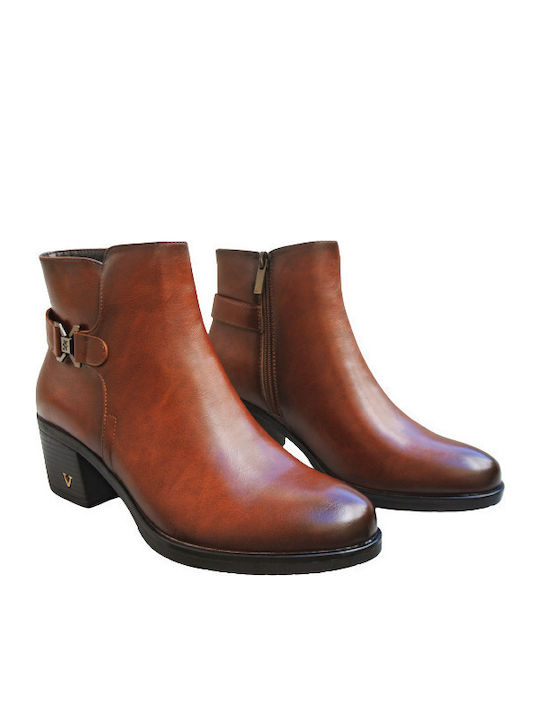 Ghete dama Chelsea cu Toc Mediu Culoare Tabac A555936