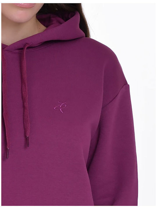 Long Women's Sweatshirt Hooded Fuchsia