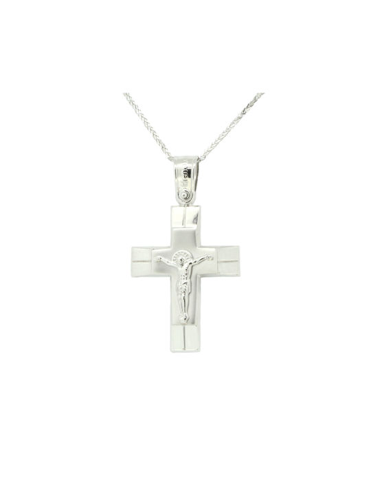 Men's White Gold Cross 14K