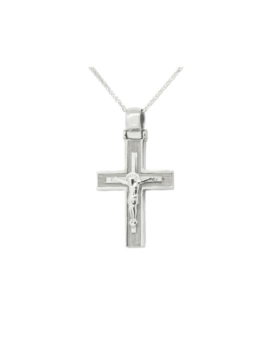 Men's White Gold Cross 14K