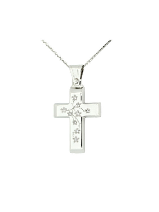 Damen Weißgold Kreuz 14K