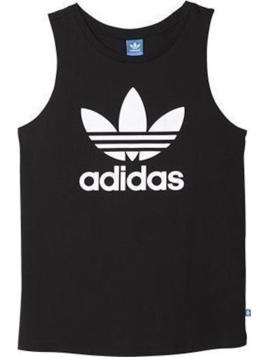 Adidas Trefoil Damen Sportlich Baumwolle Bluse Ärmellos Schwarz