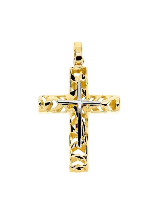 Xrisokosmima Herren Gold Kreuz 14K Beidseitig mit Kette