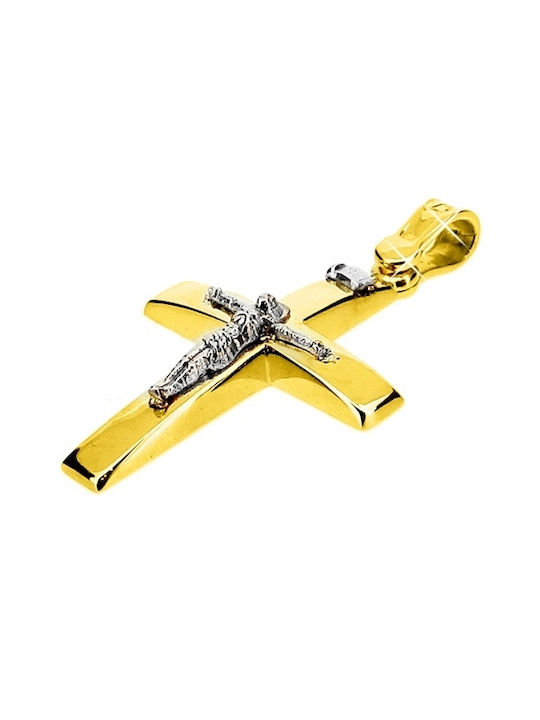 Xrisokosmima Men's Gold Cross 9K with the Crucified with Chain