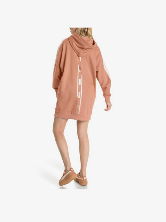 Puma Hooded Mini Rochie Sport Mânecă lungă cu Glugă Portocaliu