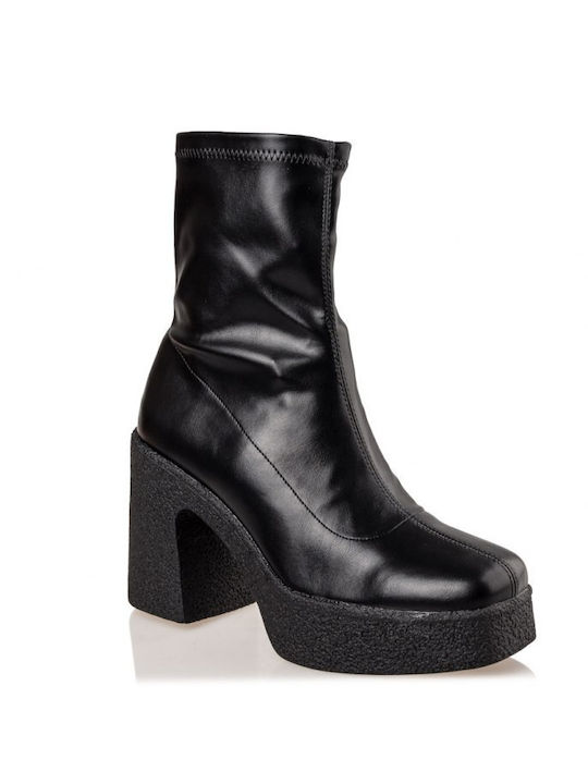 Envie Shoes Damen Chelsea Stiefeletten mit hohem Absatz Schwarz