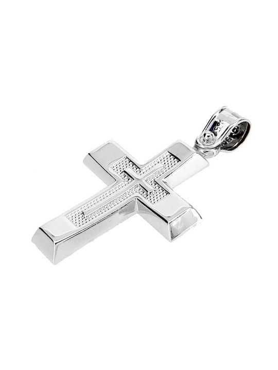 Xrisokosmima Herren Weißgold Kreuz 14K mit Kette