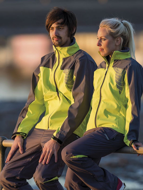 Spiro Team Soft Shell R175F Neon Lime / Grey Women's Short Sports Jacket for Winter Yellow