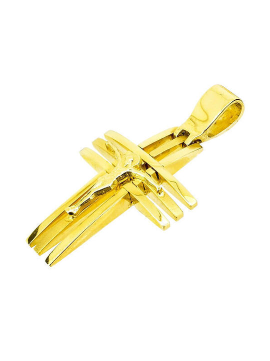 Xrisokosmima Herren Gold Kreuz 14K mit dem Gekreuzigten mit Kette