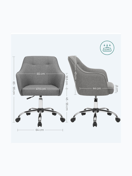 Rotativă Scaun Vizitator cu Brațe & Roți în Culoare Gri 64x64x93cm 1buc
