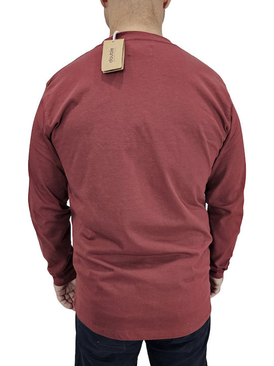 Double T-shirt Bărbătesc cu Mânecă Scurtă Burgundy