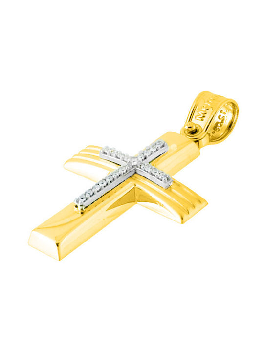 Damen Gold Kreuz 14K mit Kette