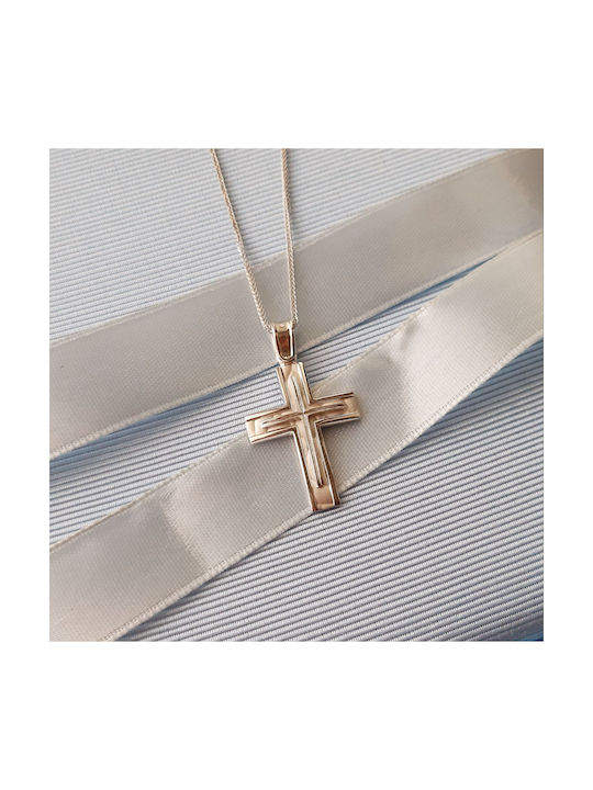 Herren Weißgold Kreuz 14K mit Kette