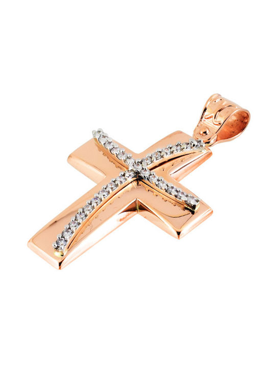 Damen Roségold Kreuz 14K mit Kette