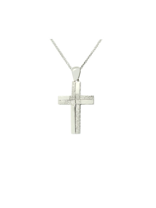 Men's White Gold Cross 14K