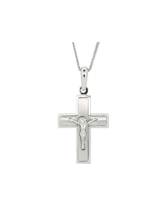 Herren Weißgold Kreuz 14K