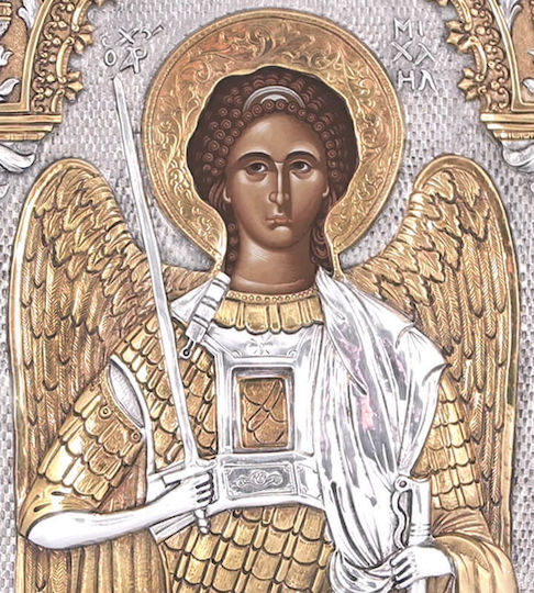 SilverBrand.gr Εικόνα Архангел Михаил Silver 28x22см.