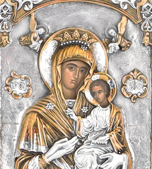 SilverBrand.gr Heiligenikone Maria Himmelskönigin Silber 22x18cm