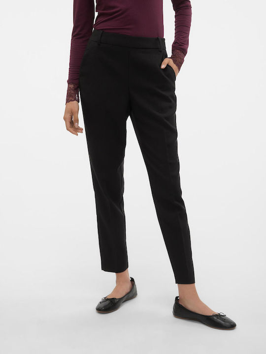 Vero Moda Women's Fabric Trousers in Relaxed Fit Black