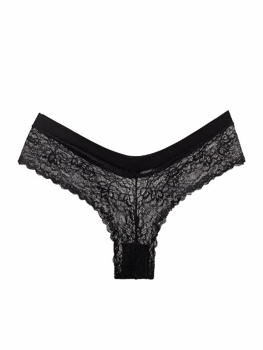 Dreams by Joyce Women's Brazil Seamless with Lace Black