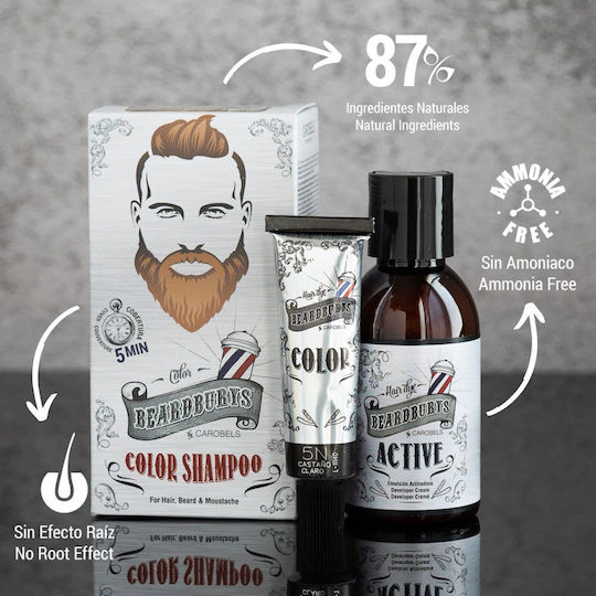 Beardburys Șampon Colorant De Culoare Semi Permanentă Nuanță Castaniu Deschis 75ml