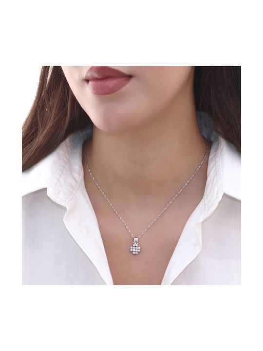 White Gold Cross 18K with Chain