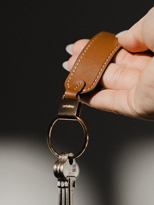 Orbitkey Μπρελόκ Δερμάτινο Καφέ