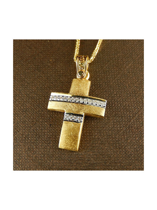 Polytimo Women's Gold Cross 14K with Chain