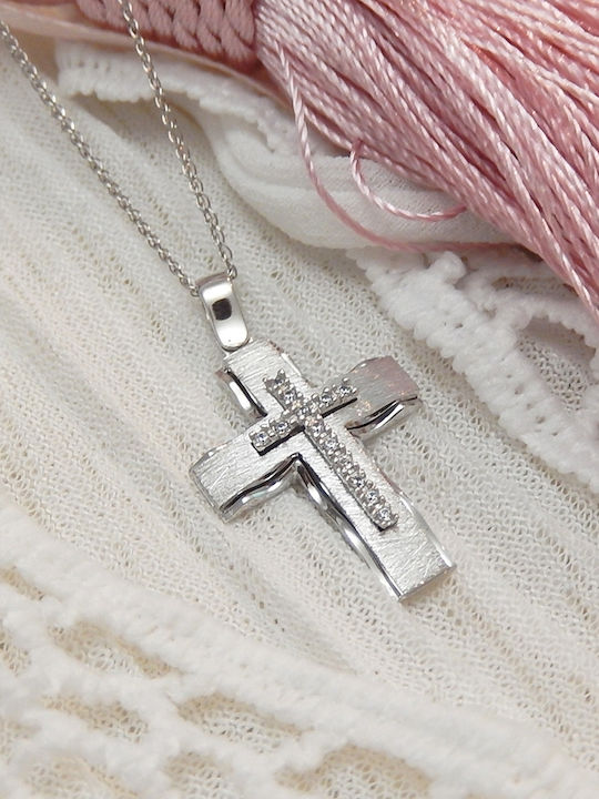 Art d or Women's White Gold Cross 14K with Chain