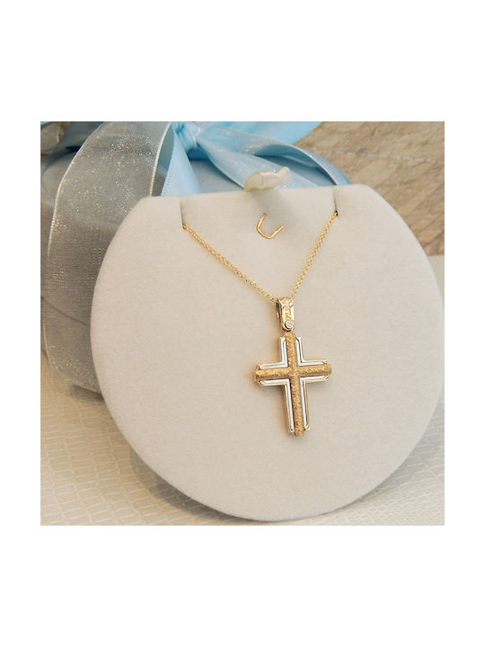 Polytimo Herren Gold Kreuz 14K mit Kette