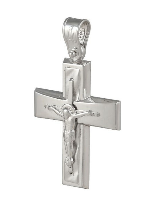 Men's White Gold Cross 14K with the Crucified