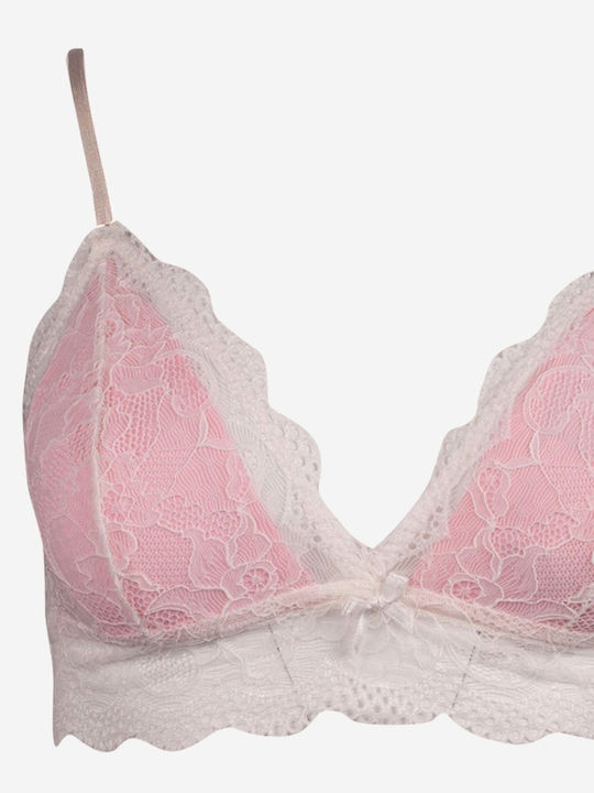 Norddiva Lingerie Δαντελένιο Σετ Εσωρούχων Bralette με Brazil Ροζ Norddiva