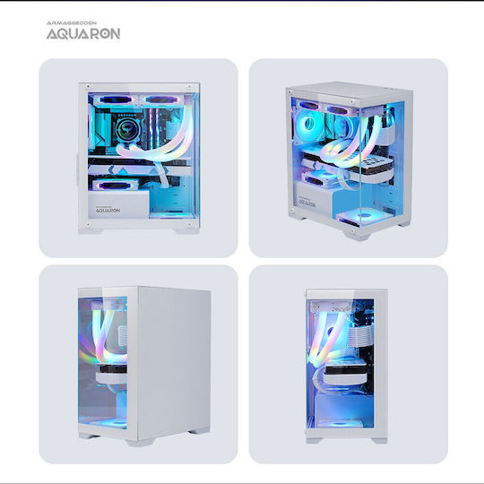 Armaggeddon Aquaron Gaming Midi Tower Κουτί Υπολογιστή με Πλαϊνό Παράθυρο Λευκό
