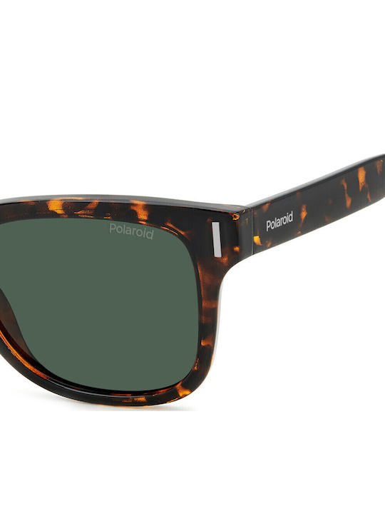 Polaroid Unisex Sunglasses with Brown Tartaruga Plastic Frame and Green Polarized Lens PLD6206/S 086/UC